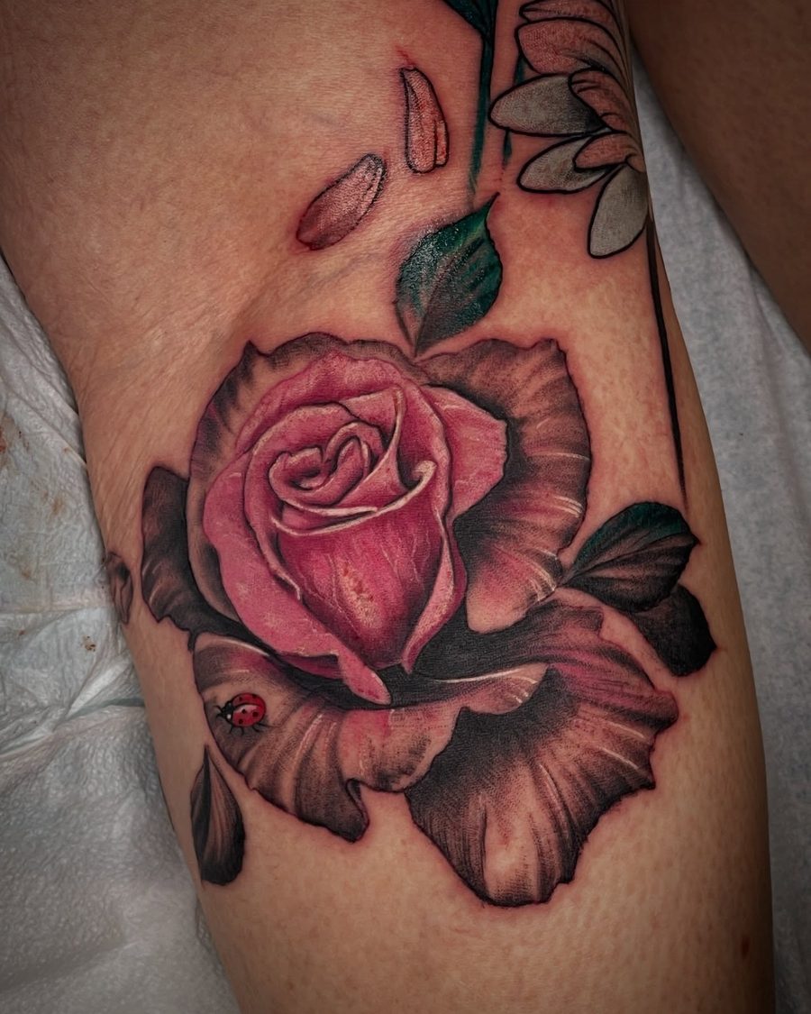 Rose tattoo in full color by Jeremy Sramek